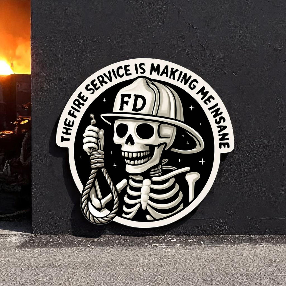 Firefighter Decal Sticker Fire Service Making Me Insane Firefighter Volunteer Fire Department Fire Helmet or Window Sticker