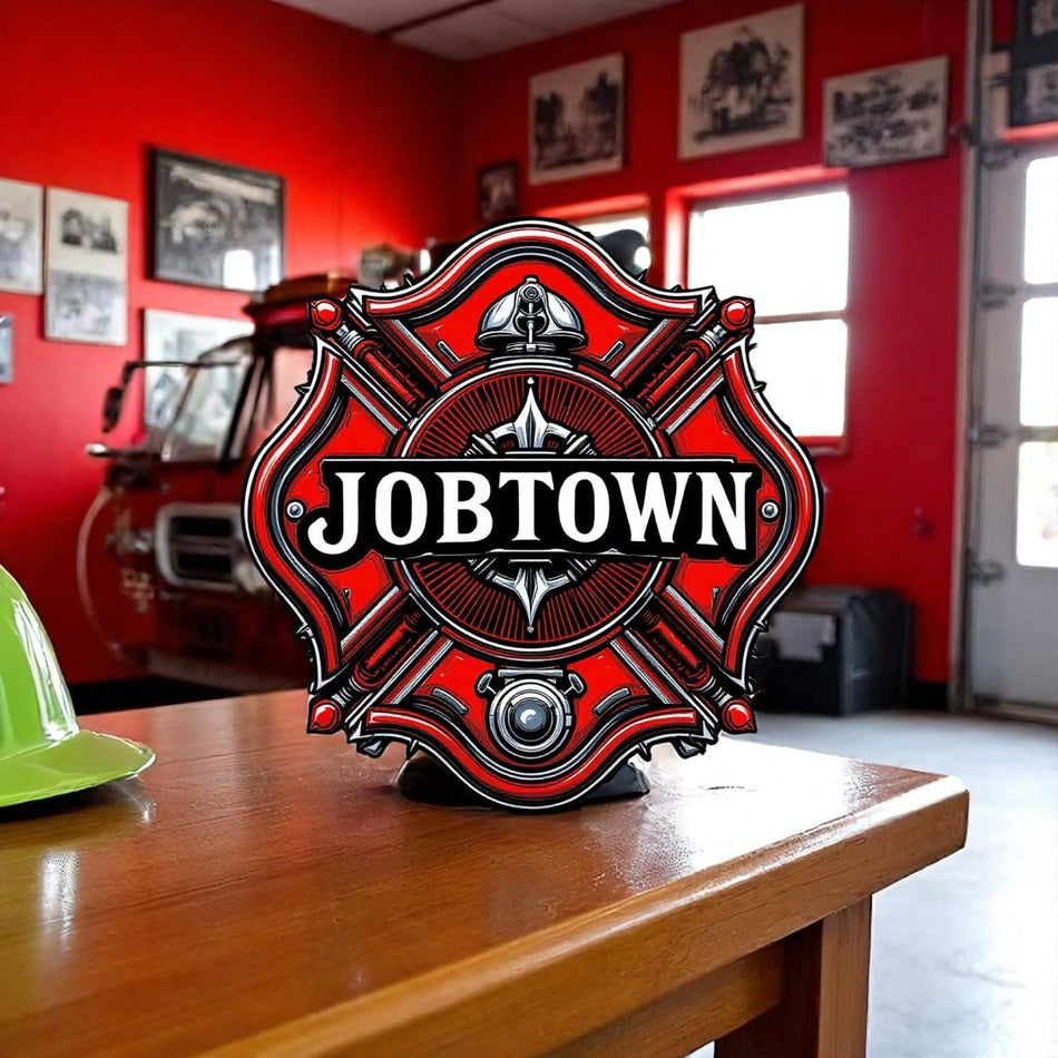 Firefighter Decal Sticker JOBTOWN Maltese Cross Firefighter Volunteer Fire Department Fire Helmet or Window Sticker