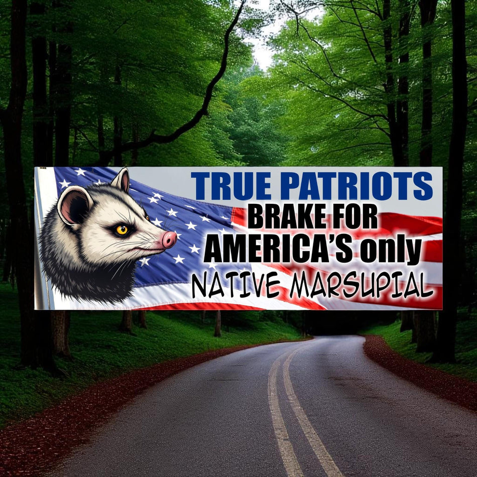 Possum Sticker - I brake for America's only native marsupial - Funny Opossum Weather Resistant Bumper Sticker - I brake for possums