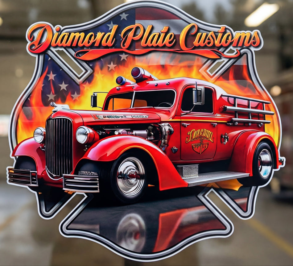 Diamond Plate Customs Maltese Window/Helmet Decal or MAGNET Tiktok