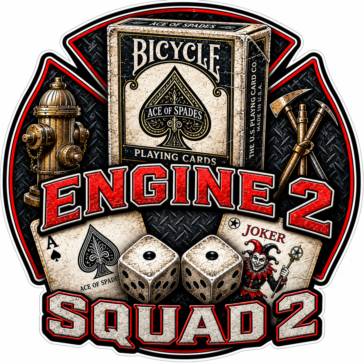 Engine 2 Squad 2 Cards Custom Window or Helmet Decal economy non-reflective decal