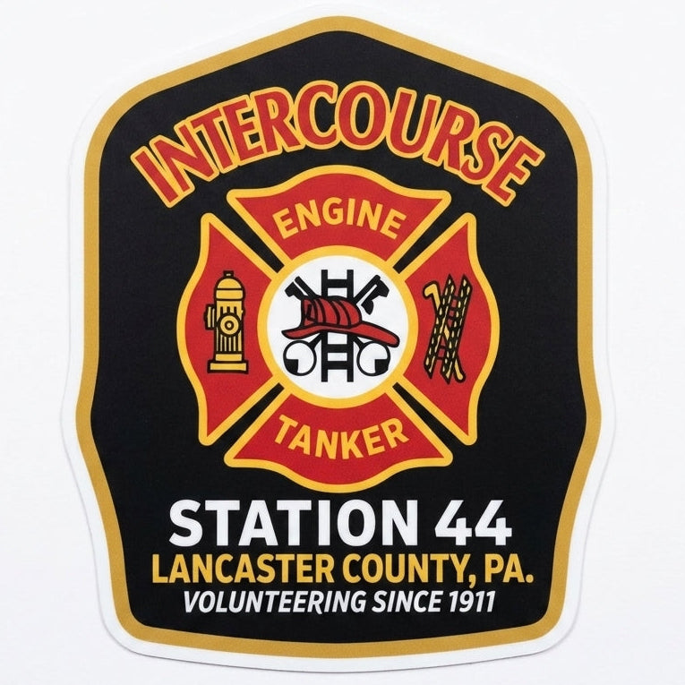 Intercourse Station 44 Window/Helmet Decal or MAGNET (sqd.1)