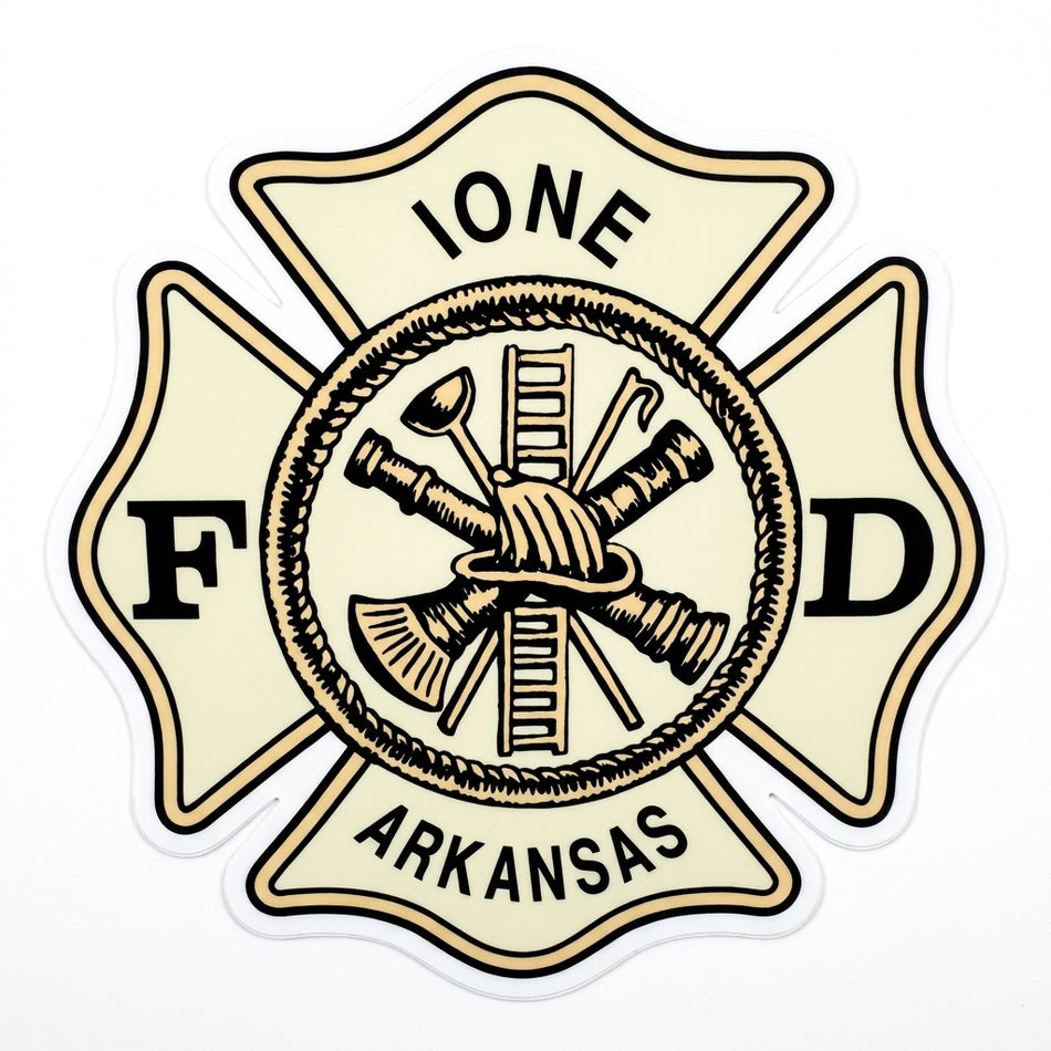 Ione Arkansas Maltese Cross Window/Helmet Decal or MAGNET (sqd.1)