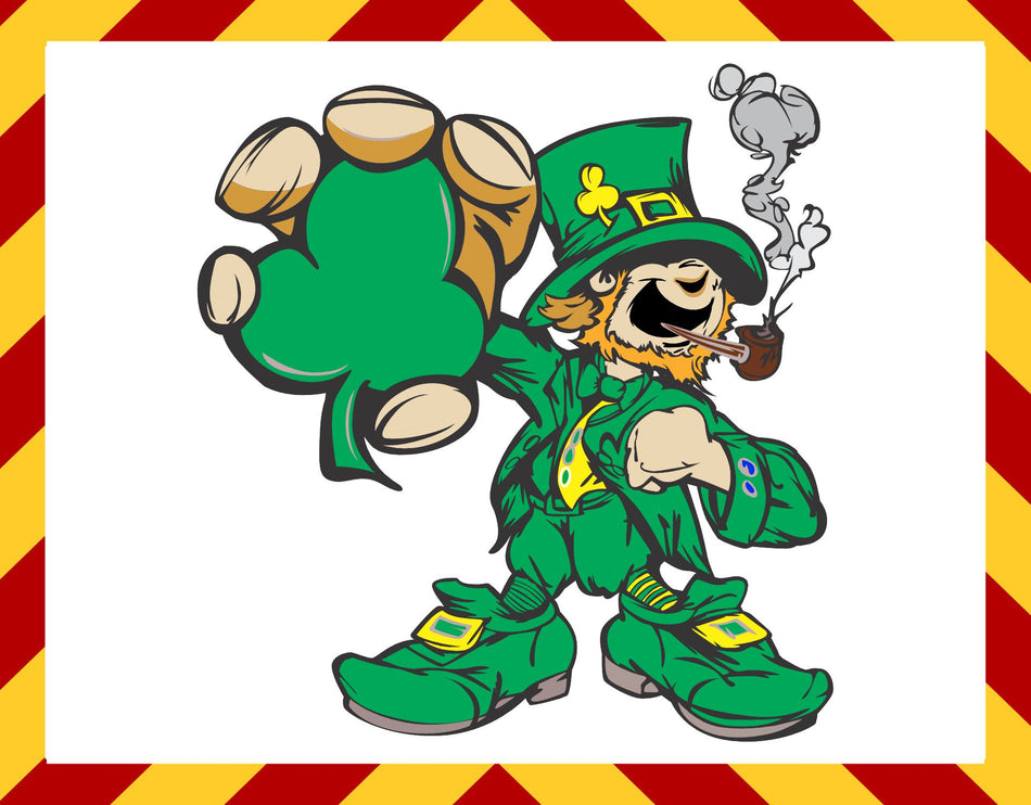 Window Sticker - Irish Guy Holding Shamrock Decal