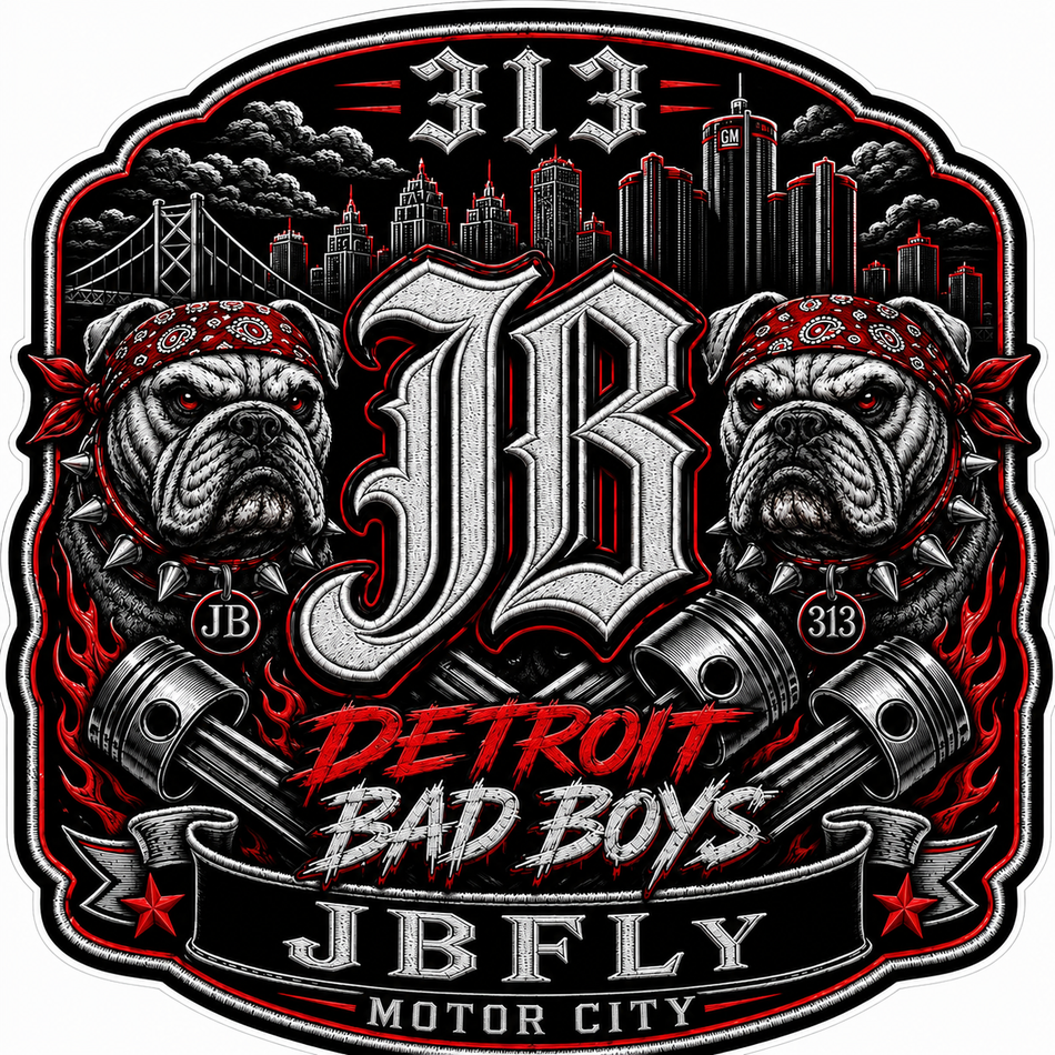 JB Detroit Bad Boys Customer Window or Helmet Decal (sqd.1)