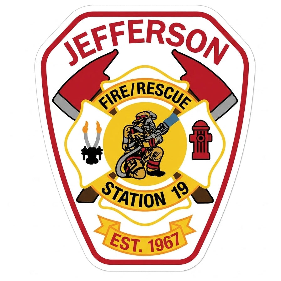 Jefferson Fire Rescue Station 19 Window/Helmet Decal or MAGNET