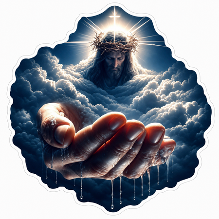 Jesus Hand Reaching Customer Window or Helmet Decal economy non-reflective decal