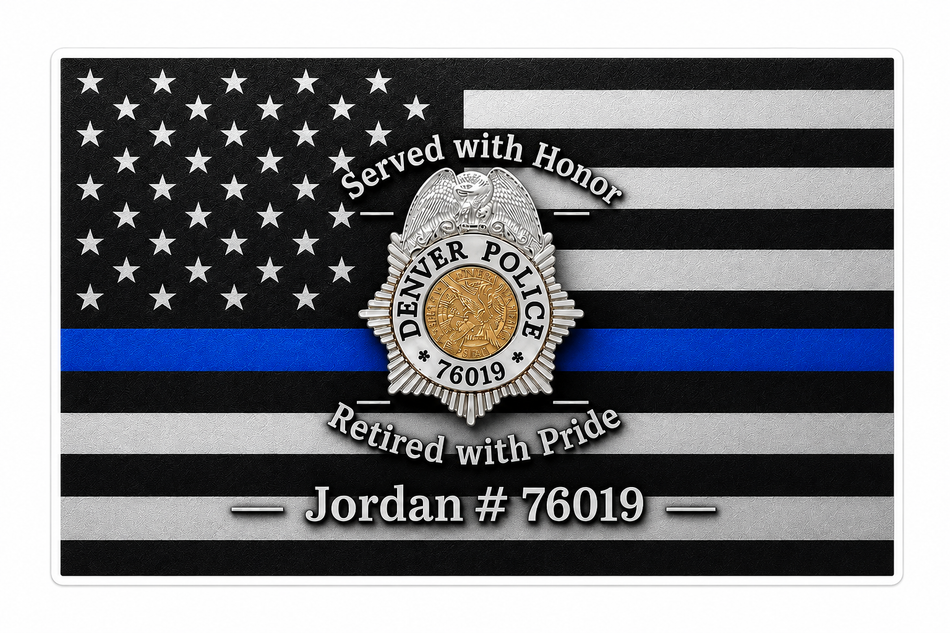 Denver Police Flag Jordan Customer Window or Helmet Decal (rct.1)