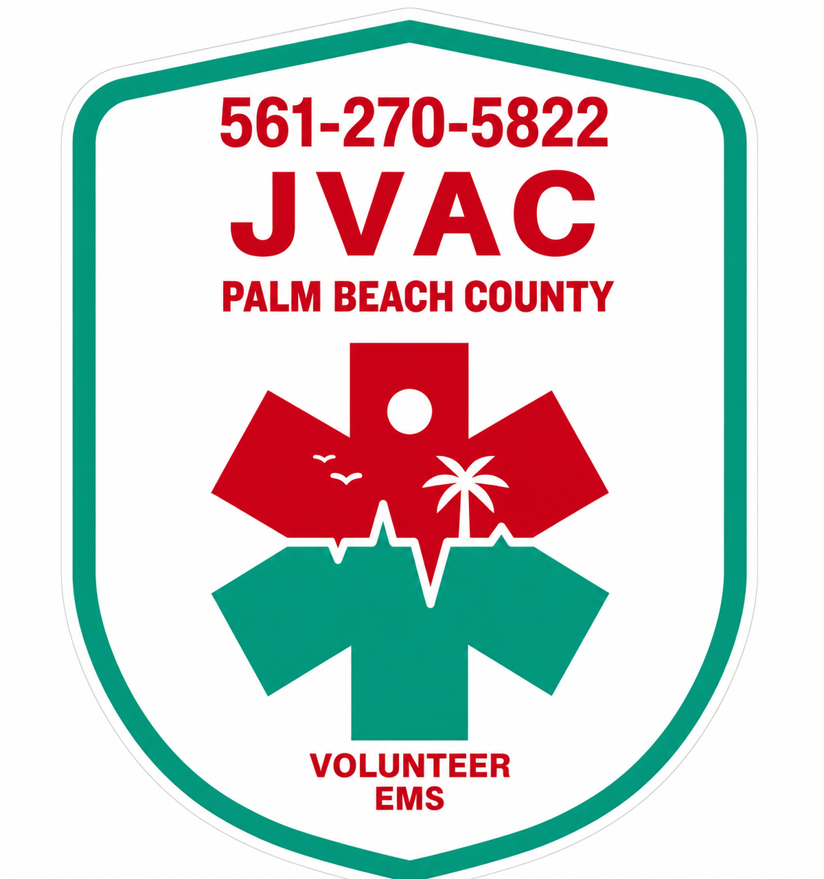 JVAC Palm Beach County Customer Window or Helmet Decal economy non-reflective decal