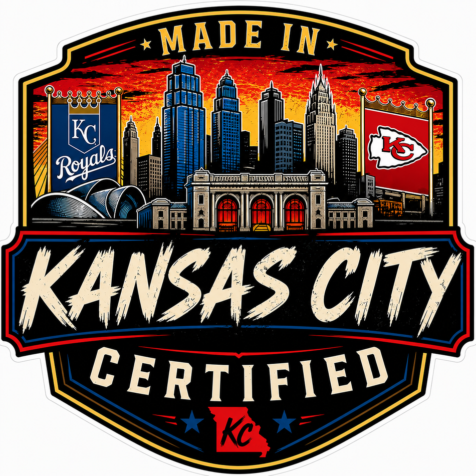 Made in Kansas City Window or Helmet Decal (sqd.1)