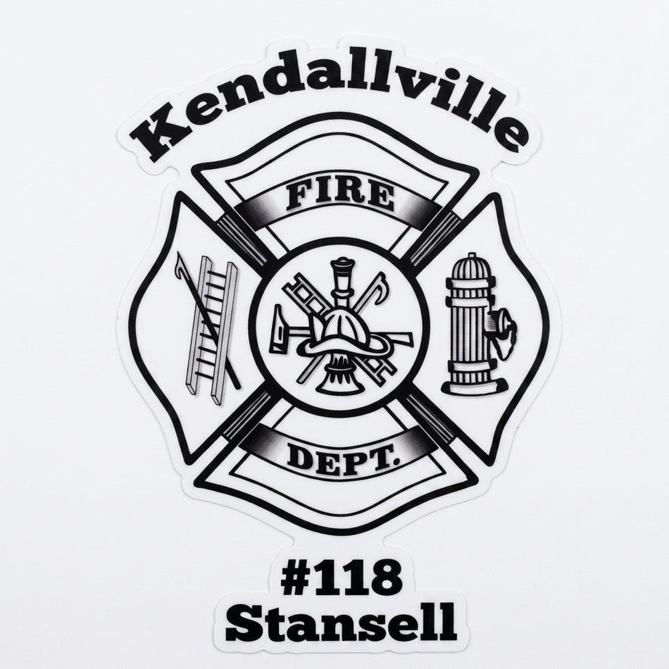 Kendalville Fire Maltese Window/Hardhat Decal (sqd.1)