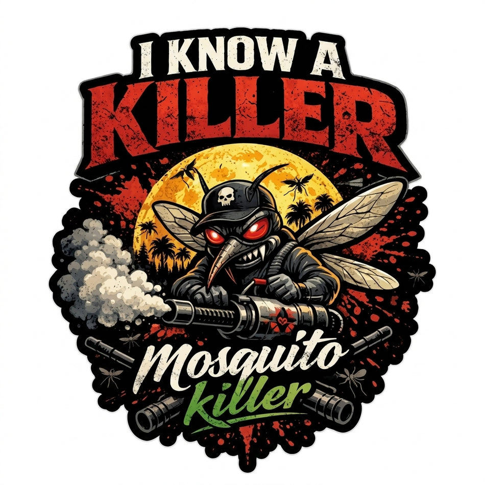 I know a killer mosquito Window/Helmet Decal or MAGNET