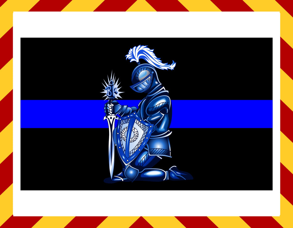 Window Decal - Kneeling Knight Police Blue Line Decal