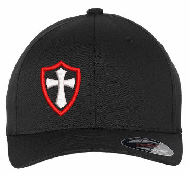 Knights Cross Front and Back Custom Embroidered Flex Fit Hat
