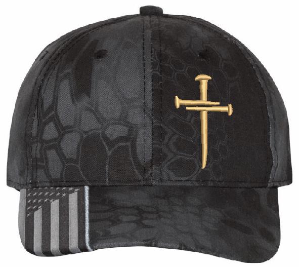 Christian Hats for Men Women Jesus 3 Nail Cross BEIGE CROSS Hat and Decal