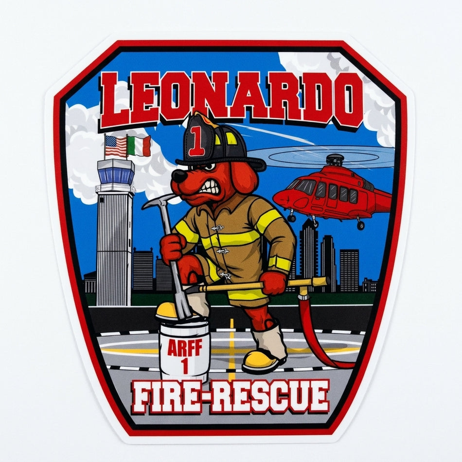 Leonardo Fire Rescue Window/Helmet Decal or MAGNET (sqd.1)