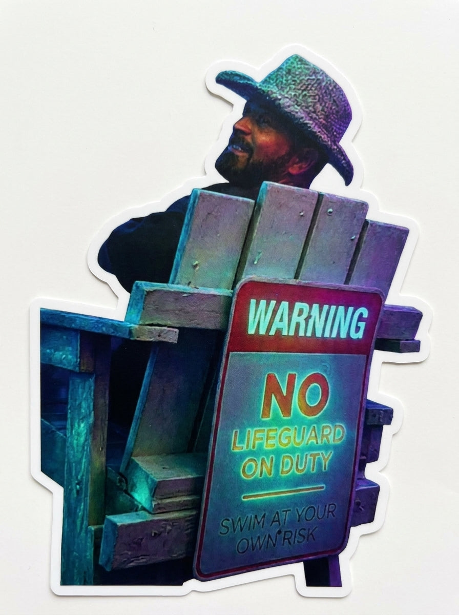 No Lifeguard on Duty Dave Window/Helmet Decal or MAGNET (sqd.1)