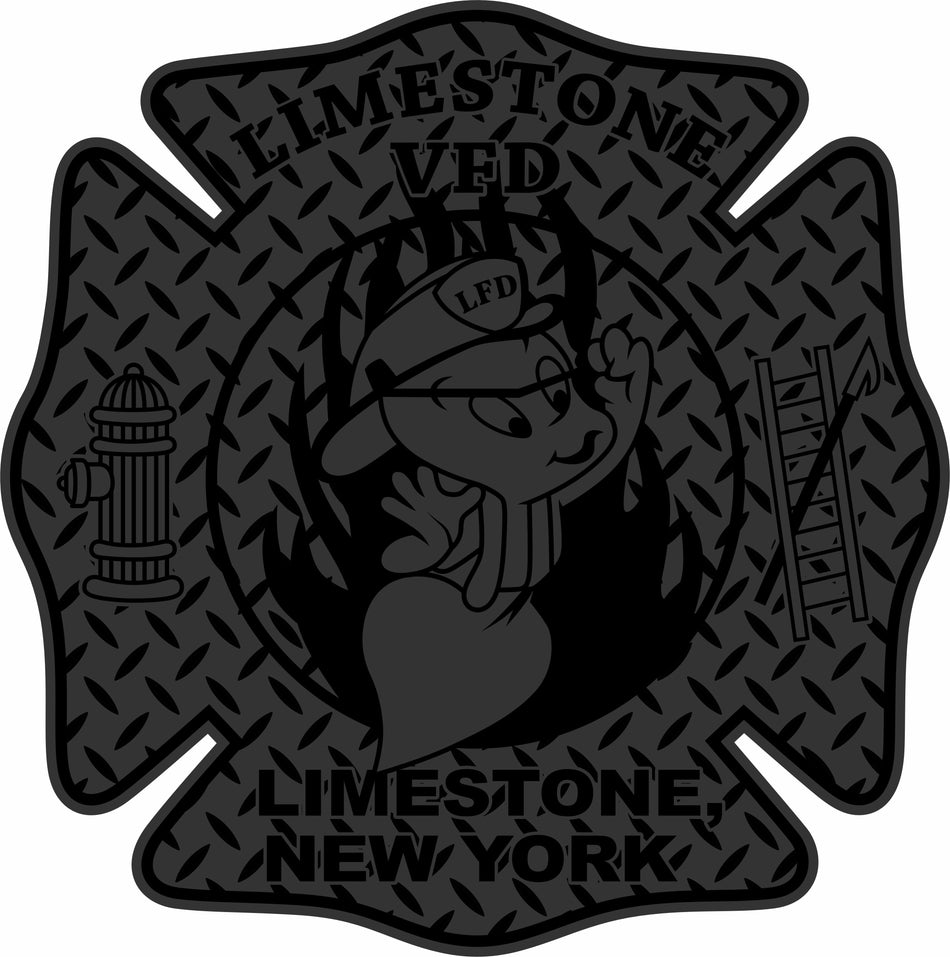 Limestone VFD Maltese Blackout Fire Department Blacklite Decal