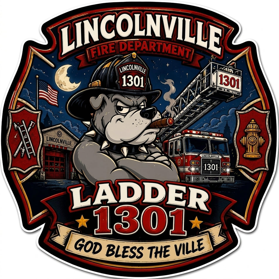 Lincolnville Ladder 1301 Window/Helmet Decal or MAGNET (sqd.1)