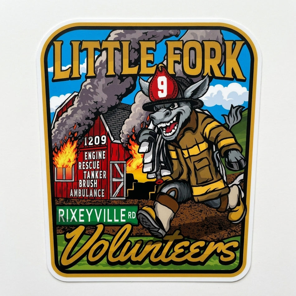 Little Fork Fire Dept. Volunteers or Helmet Decal Powercall