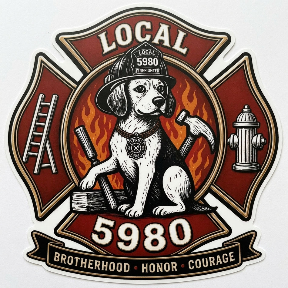 Local 5980 Firefighter Window/Helmet Decal or MAGNET (sqd.1)