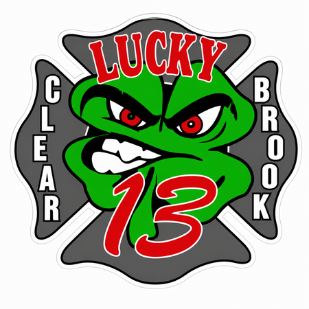 Lucky 13 Clear Brook Customer Window or Helmet Decal economy non-reflective decal