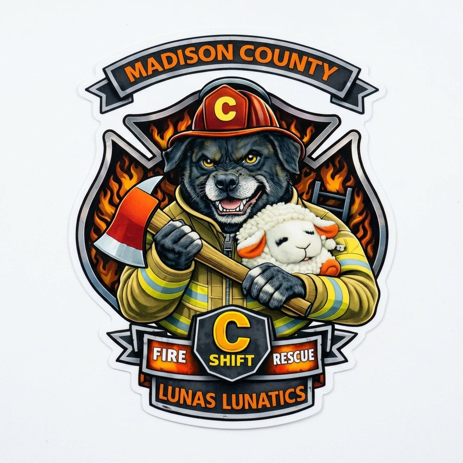 Madison County Lunas Lunatics Window/Hardhat Decal (sqd.1)