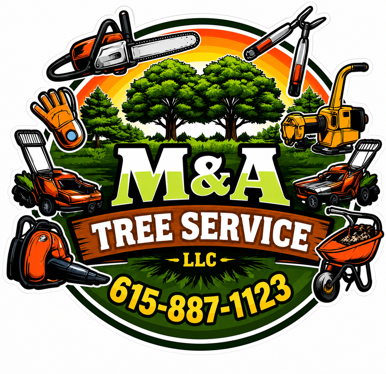 M&A Tree Service Customer Window or Helmet Decal economy non-reflective decal