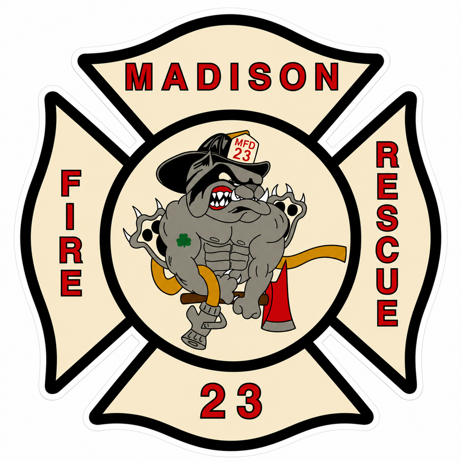 Madison Fire Rescue Maltese Customer Window or Helmet Decal (sqd.1)