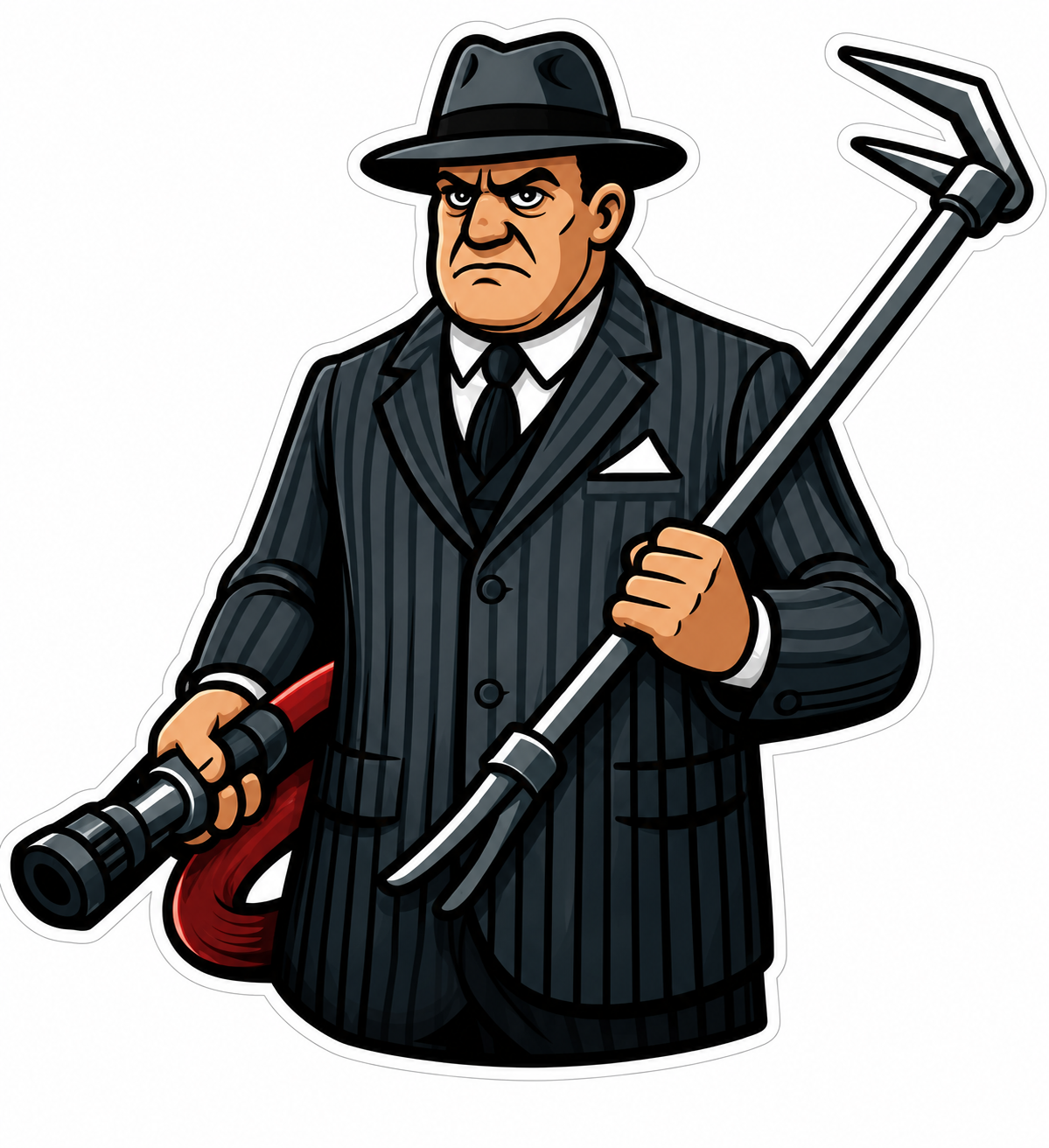 Man with Hose and Halligan Customer Window or Helmet Decal economy non-reflective decal