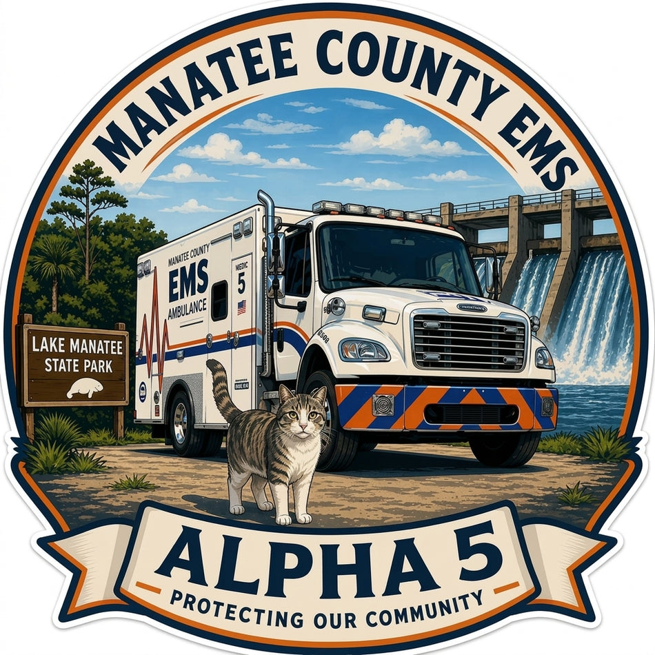 Manatee County EMS Window/Helmet Decal or MAGNET (sqd.1)