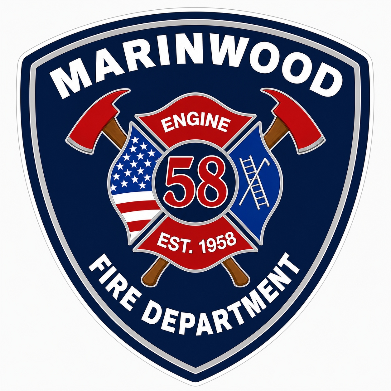 Marinwood Fire Department Customer Window or Helmet Decal economy non-reflective decal