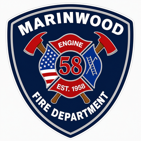 Marinwood Fire Department Customer Window or Helmet Decal economy non-reflective decal