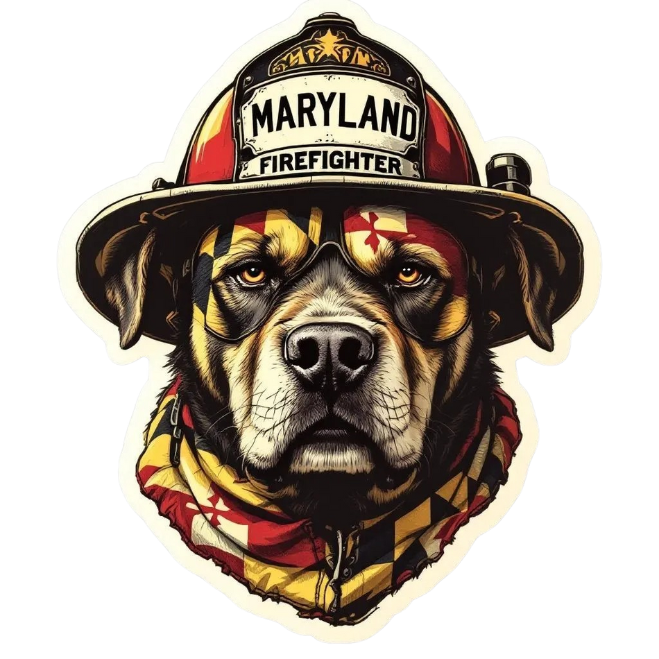 Firefighter Maryland Firefighter Dog Flag AI Generated Decal