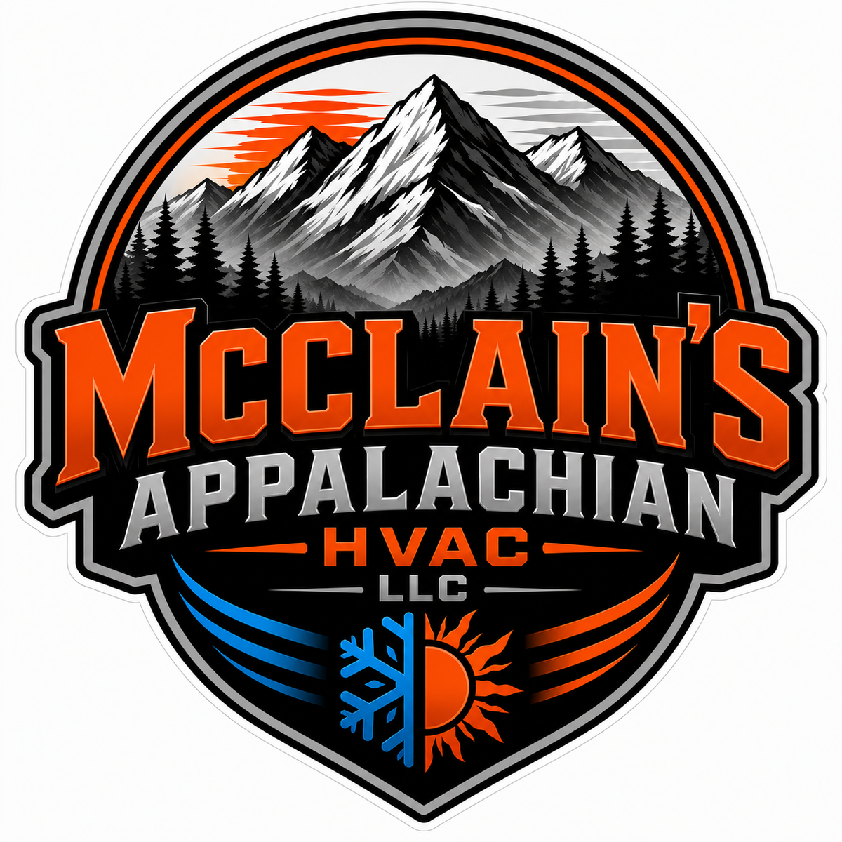 Mcclains Appalachian Window or Helmet Decal economy non-reflective decal