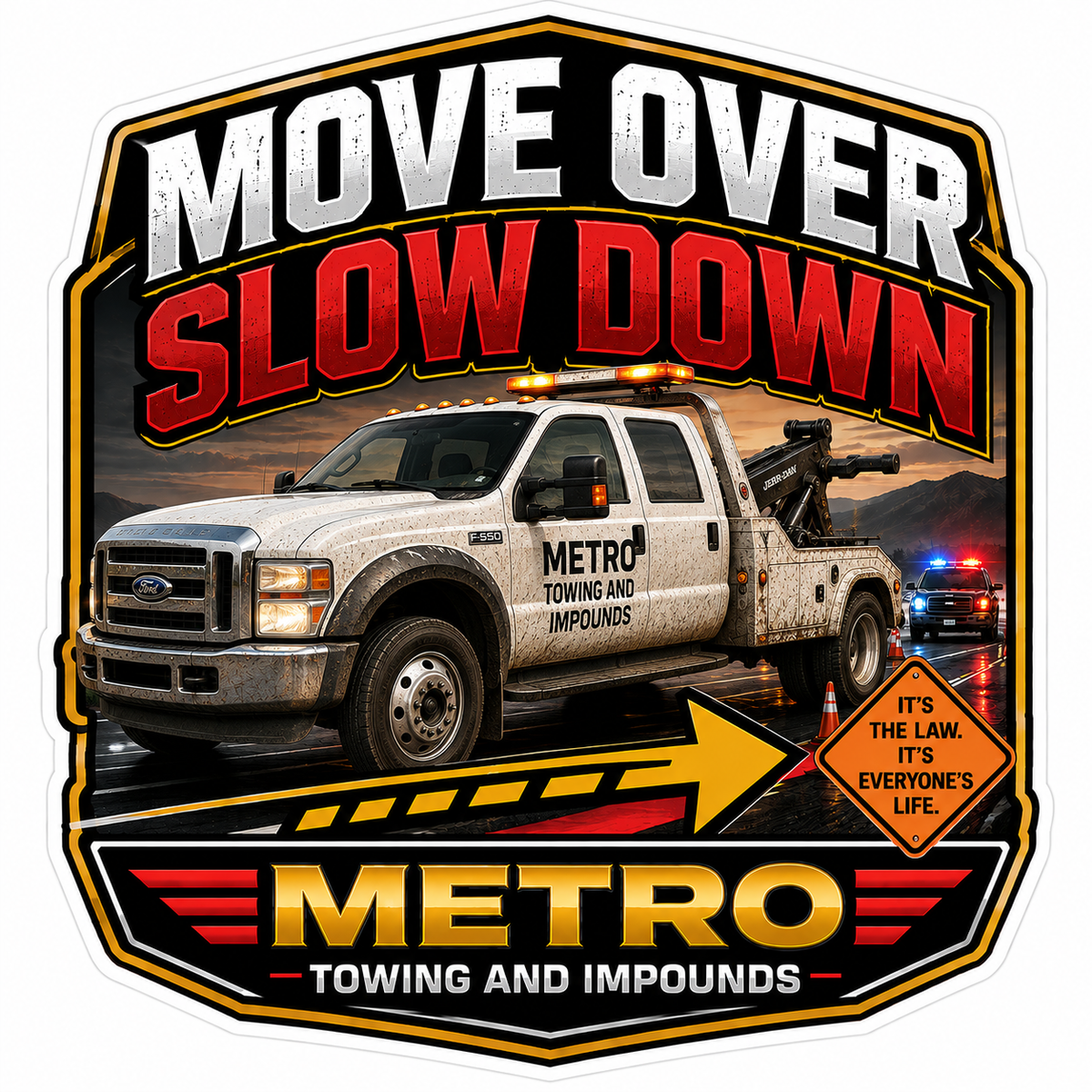 Metro Towing Tow Truck Customer Window or Helmet Decal economy non-reflective decal
