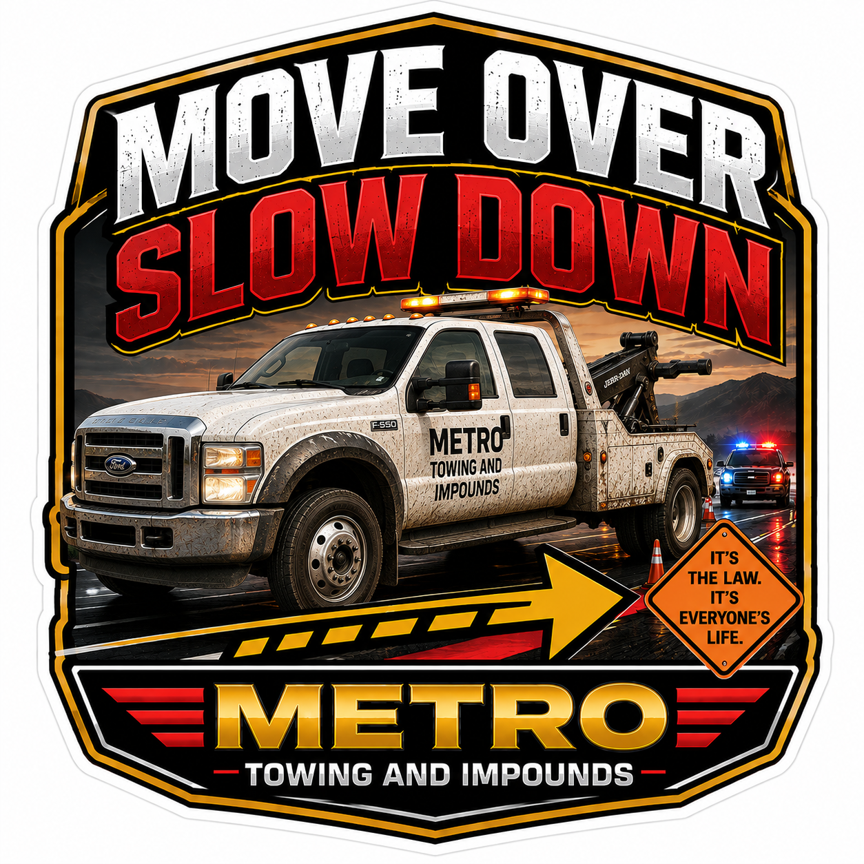 Metro Towing Tow Truck Customer Window or Helmet Decal economy non-reflective decal