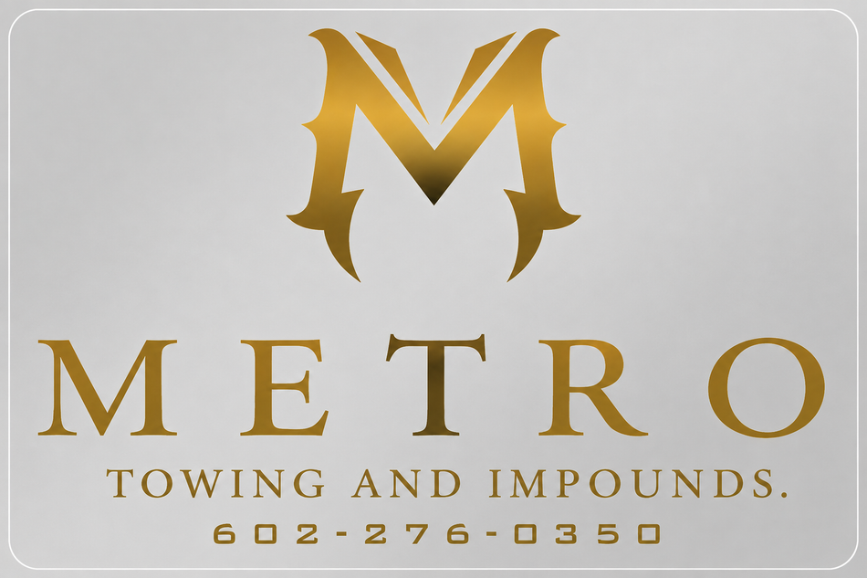 Metro Towing and Impounds Silver Custom Window or Helmet Decal (rct.1)