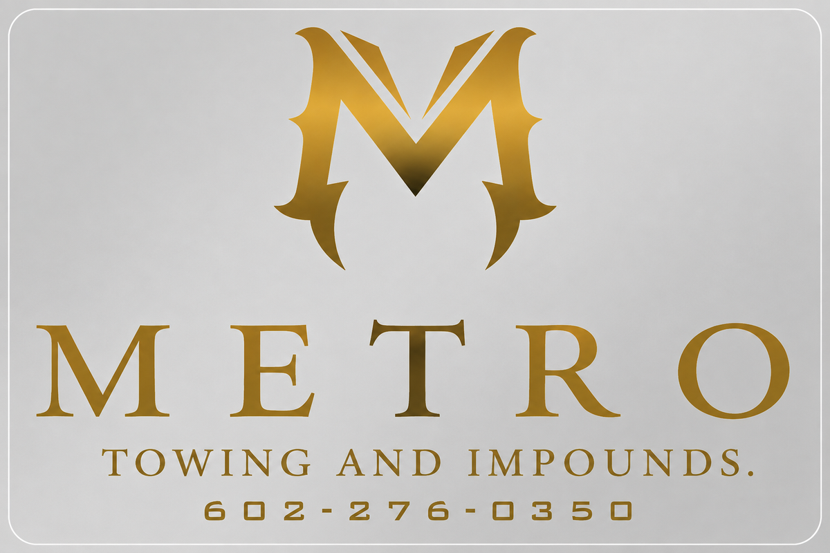 Metro Towing and Impounds Silver Custom Window or Helmet Decal economy bulk decal