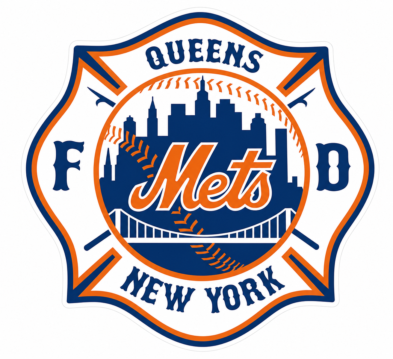 Queens Mets FD Maltese Customer Window or Helmet Decal economy non-reflective decal