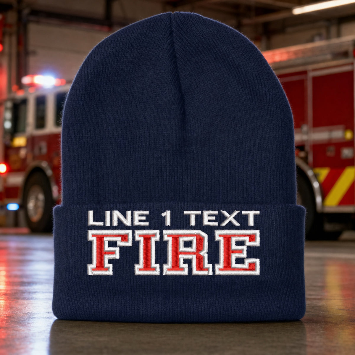 Firefighter Winter Hat Custom MF1 Style Embroidered Winter Cuff or Beanie Hat main fire department product image