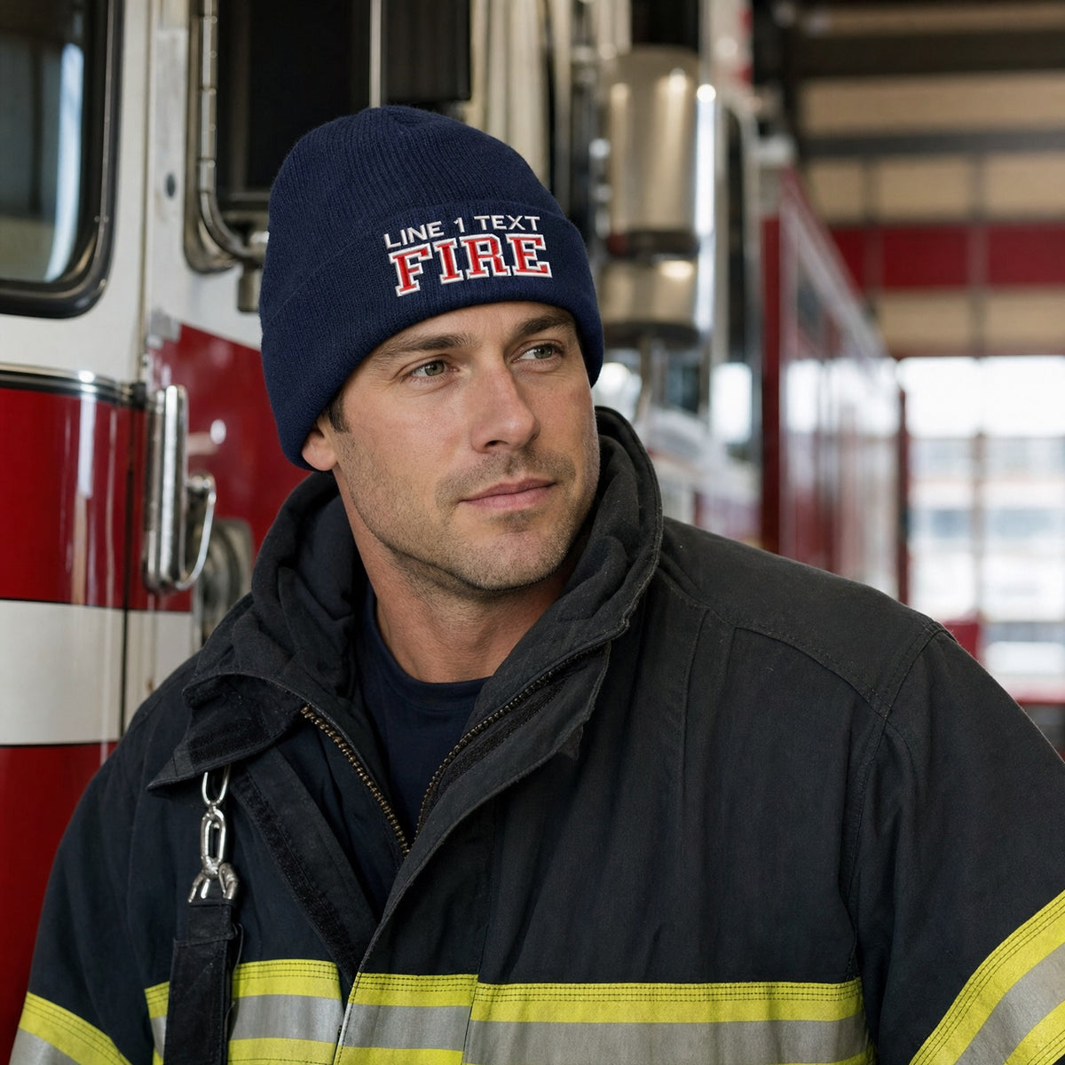 Firefighter Winter Hat Custom MF1 Style Embroidered Winter Cuff or Beanie Hat male fire department product image