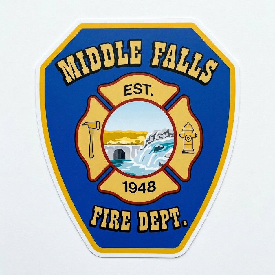 Middle Falls Fire Dept Window or Helmet Decal (sqd.1)
