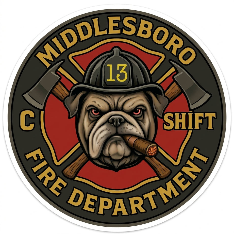 Middlesboro Fire Dept Window/Helmet Decal or MAGNET (sqd.1)