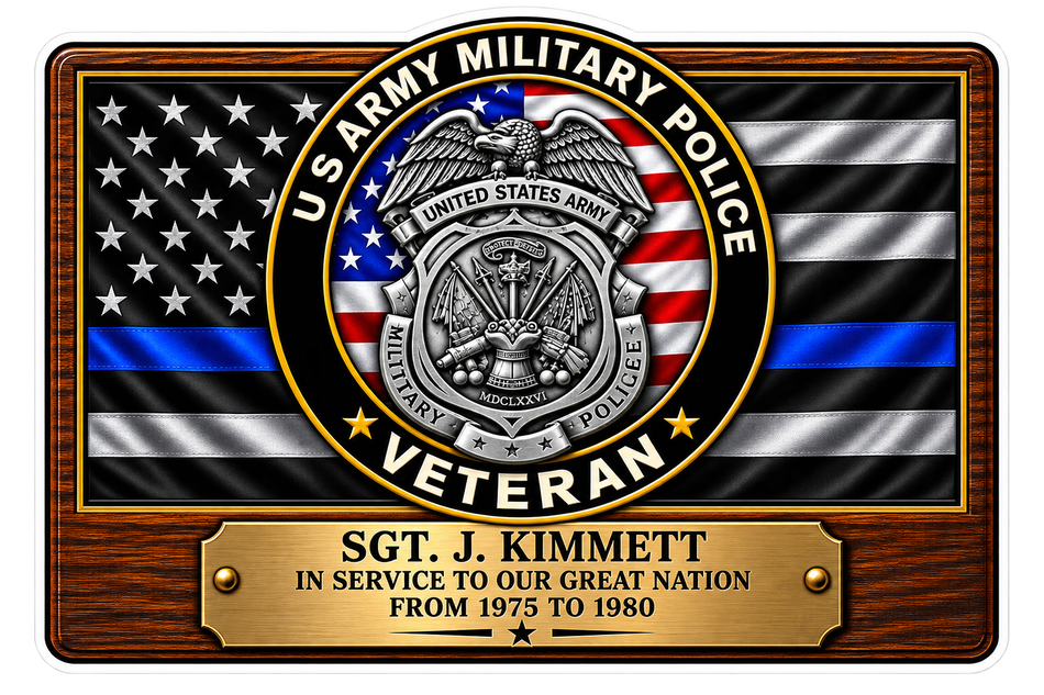 Kimmett Military Police Veteran Customer Window or Helmet Decal (rct.1)