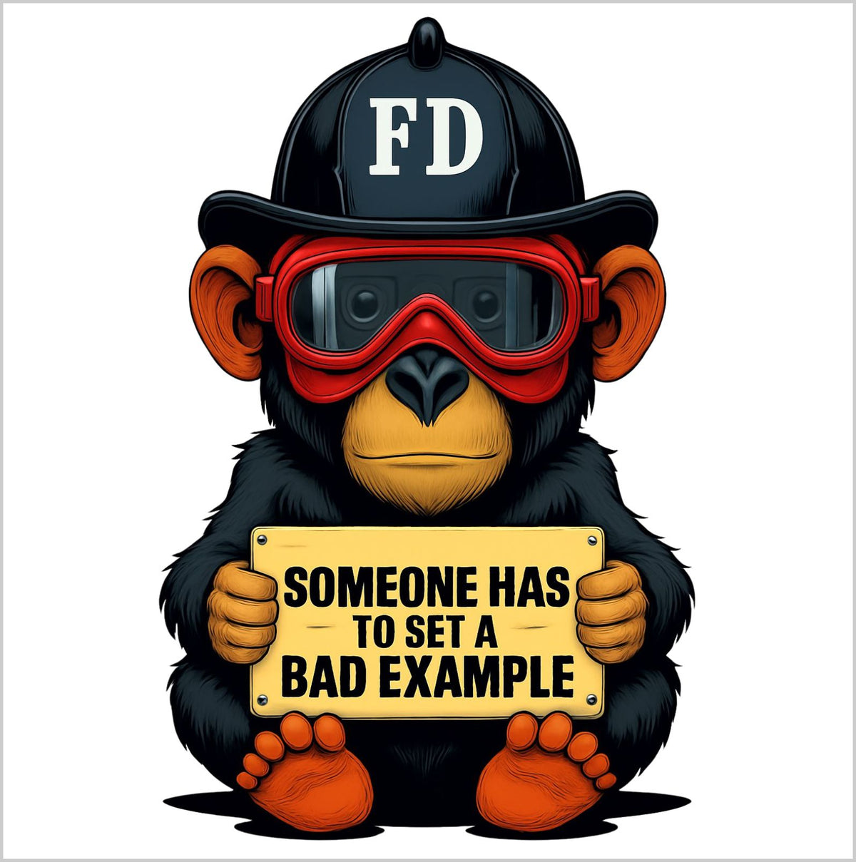 Monkey Bad Sign Firefighter Monkey Bad Example AI Generated Decal – Powercall Sirens LLC