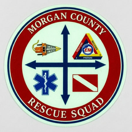 Morgan County Rescue Squad logo on a light gray background