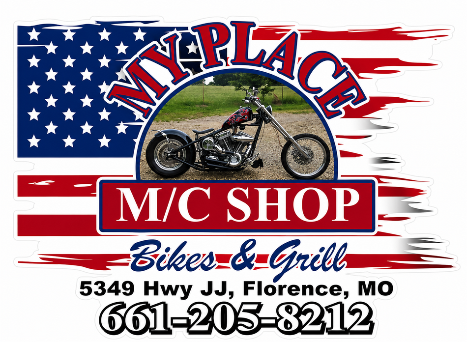My Place M/C Shop Window or Helmet Decal (rct.1)