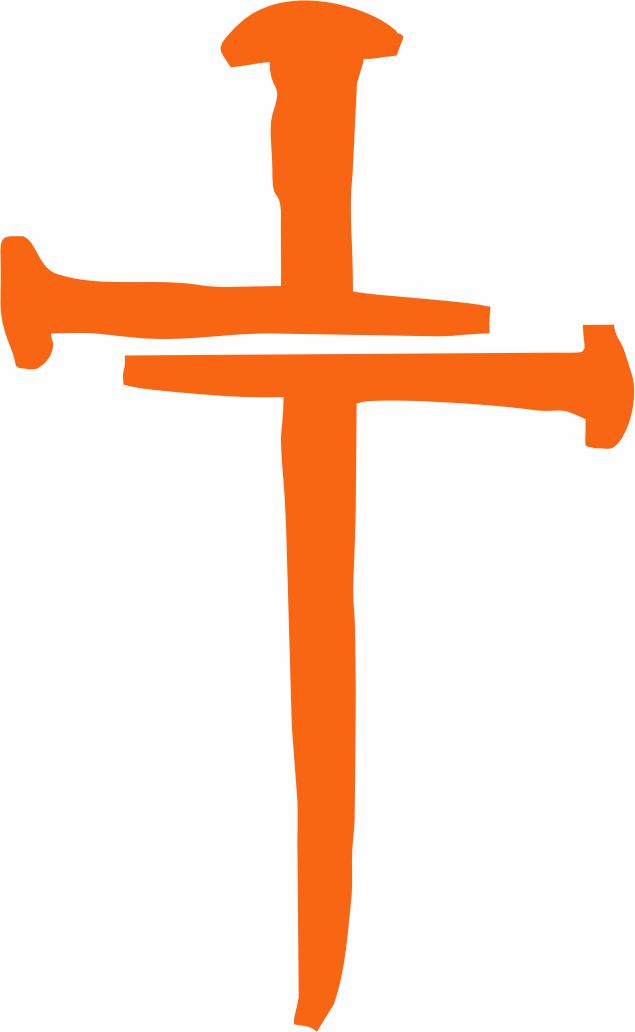 Christian 3 Nail Jesus Cross Decals Set of 5 Orange Colored Die Cut Decals