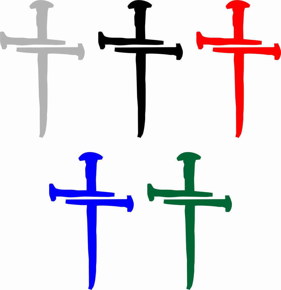 Christian 3 Nail Jesus Cross Decals Set of 5 of the 4" MultiColor Cross Decals